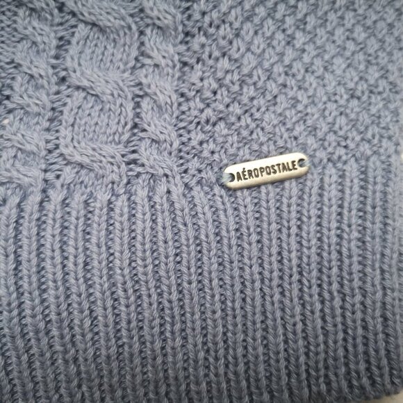 NWT Aeropostale Ladies Size XS Blue Cropped V-neck Sweater - Picture 6 of 11
